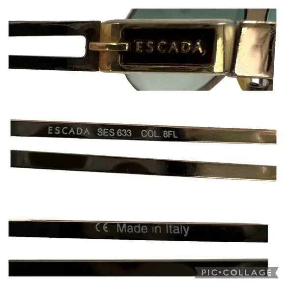 Vintage Escada Gold Aviator Sunglasses Style SES633 Unisex